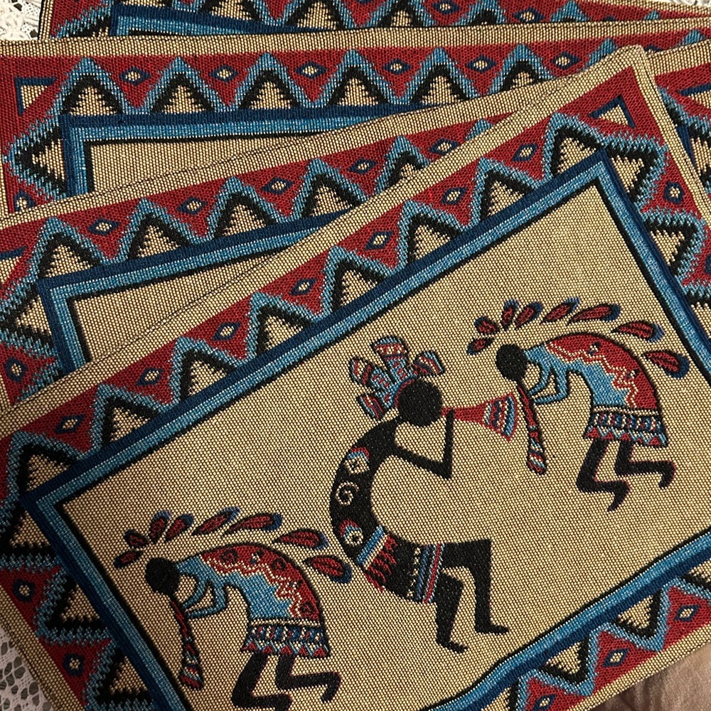 Set of 4 western placemats.